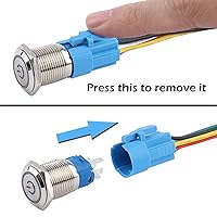 Vista 3 de 2 piezas de interruptor de botón de metal de cierre de 16 mm, 12V-24V, encendido/apagado, 1NO 1NC, impermeable, autoblocante, carcasa plateada