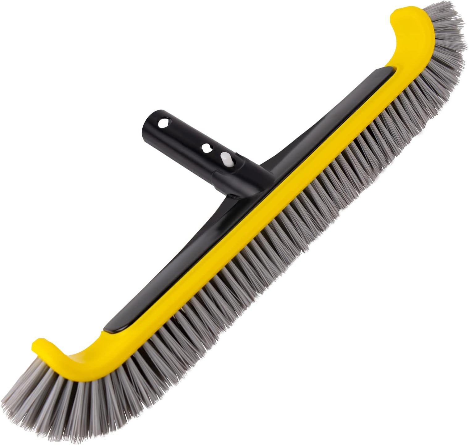 POOLAZA Pool Brush, Heavy Duty Pool Brushes for Cleaning Pool Walls Steps & Corners, Aluminum Structure Pool Brush Head for Inground Pools, Premium Nylon Bristle Swimming Pool Brush with EZ Clip