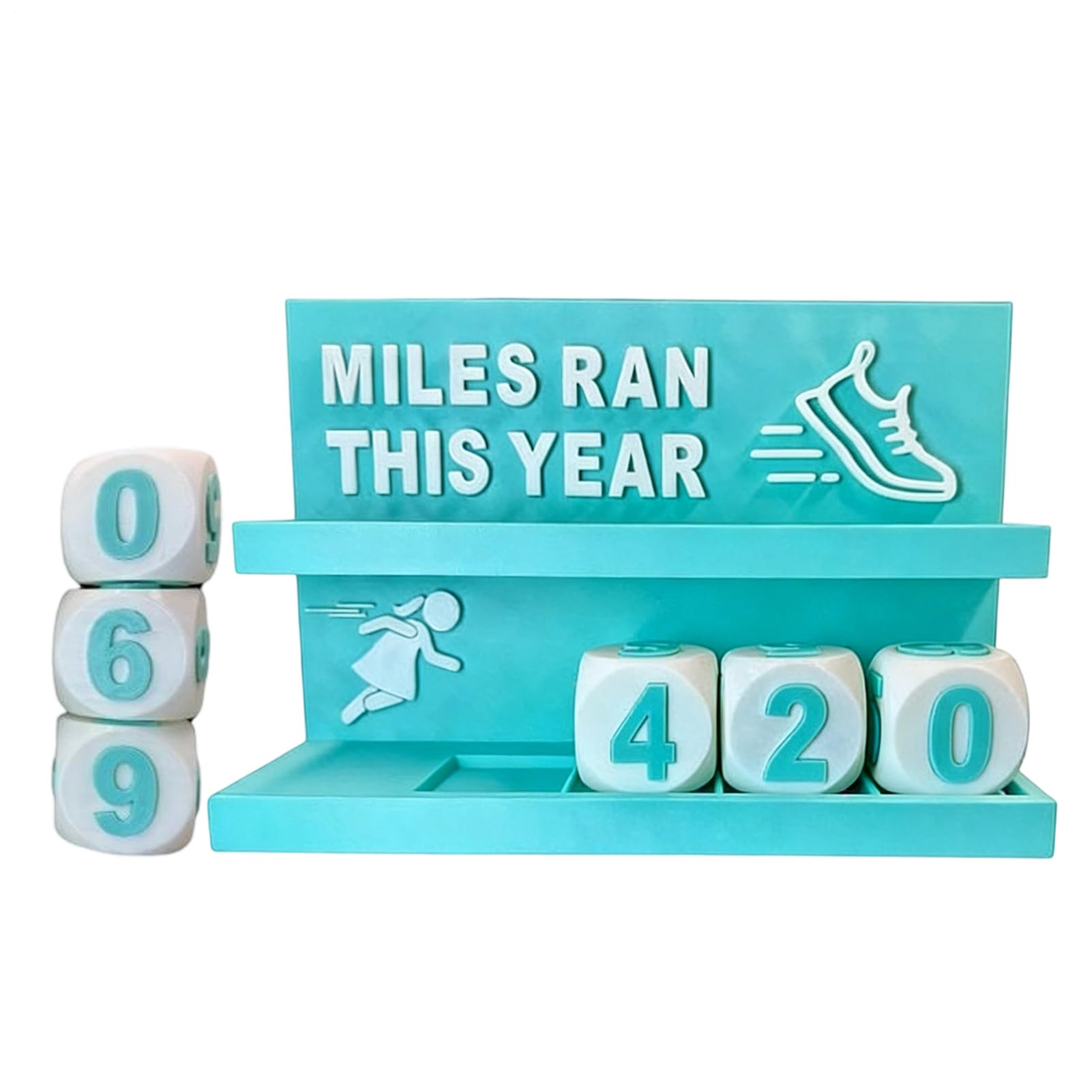 3D Printed Miles Ran This Year Tracker for Adult Kids, Funny Sport Steps Distance Counter Display Sign Ornament for Running Walking Cycling