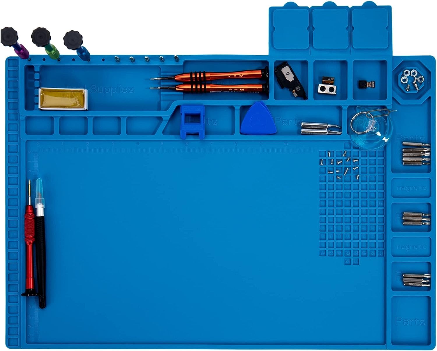 Premium Heat Resistant 932°F Blue Magnetic Repair Work Mat Large Silicone Soldering Mat for Soldering, Electronics, Computer Cellphone Repair, BGA Soldering Gun Iron Workbench Protection (B0D98BSYZC) Amazon Price History, Amazon Price Tracker