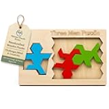 Palmetto Puzzle Works Three Men Wooden Brain Teaser Game Shape Challenge for Ages 14+ Educational Logic Game for Teens Adults STEM Wooden Puzzle Toy for Classroom