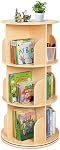 OOOK Kids Rotating Bookshelf, 18.1"L x 18.1"W x 38.1"H Small Corner Bookcase for Small Space, 360° Display 3 Tier Floor Standing Bookcase, Wooden Narrow Bookshelf for Kids room, Classroom, Living Room