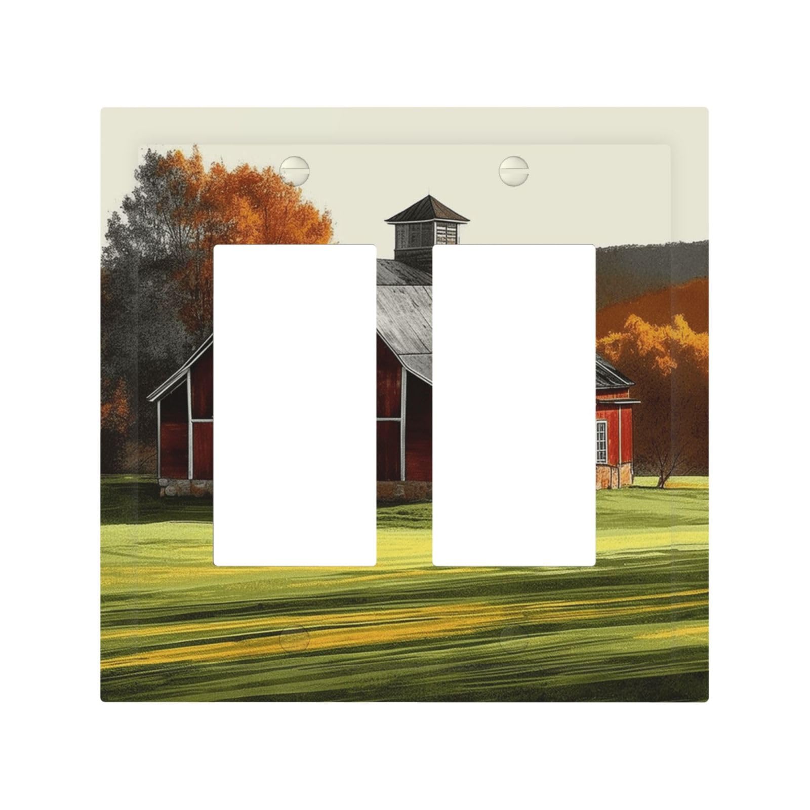 2-Gang Decorator Wall Plate Barn Light Switch Cover Double Toggle Receptacle Wall Plate Mid Size 4.9" x 5" Wallplate Unbreakable Polycarbonate Outlet Faceplates Covers