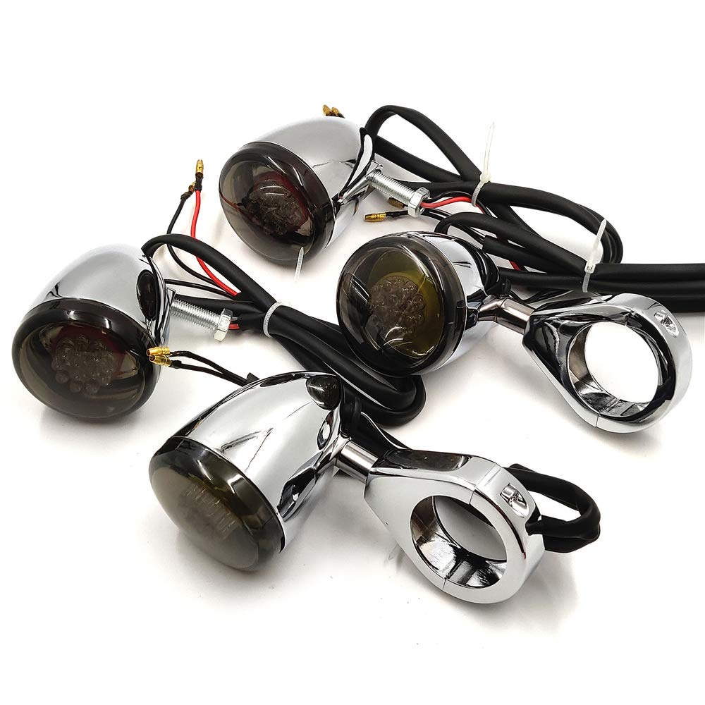 Zestaw chromowanych kierunkowskazów motocyklowych kompatybilny z Harley Davidson Bullet Led 41 mm