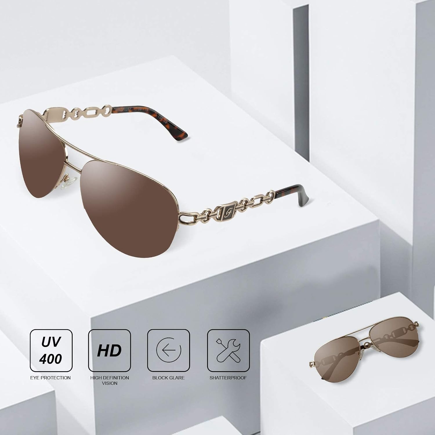 Frame Gold/Brown Tinted Lenses