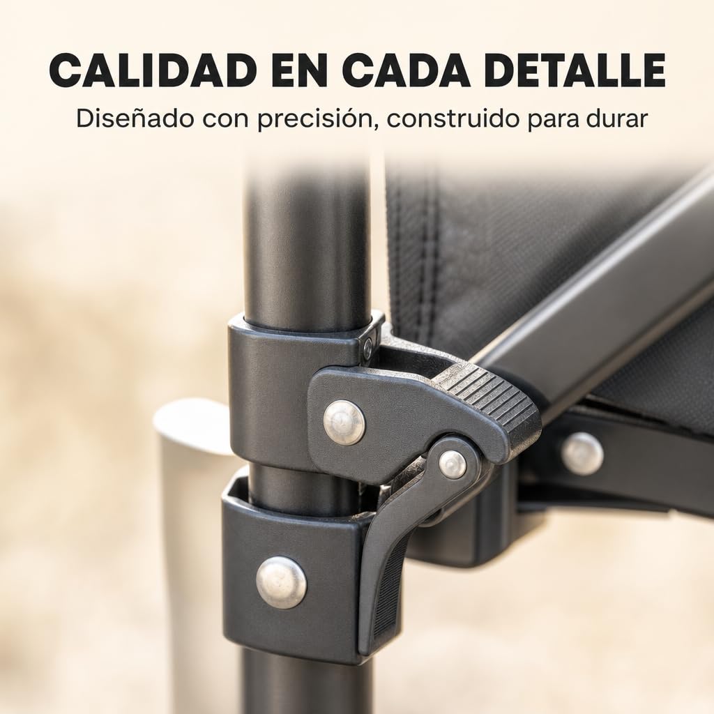 Carrito de Transporte Plegable con Ruedas Todo Terreno – Mango Telescópico Ergonómico, Ruedas Giratorias 360°, Bolsillos Laterales y Tela Extraíble para Playa, Jardín y Compra (150 KG)