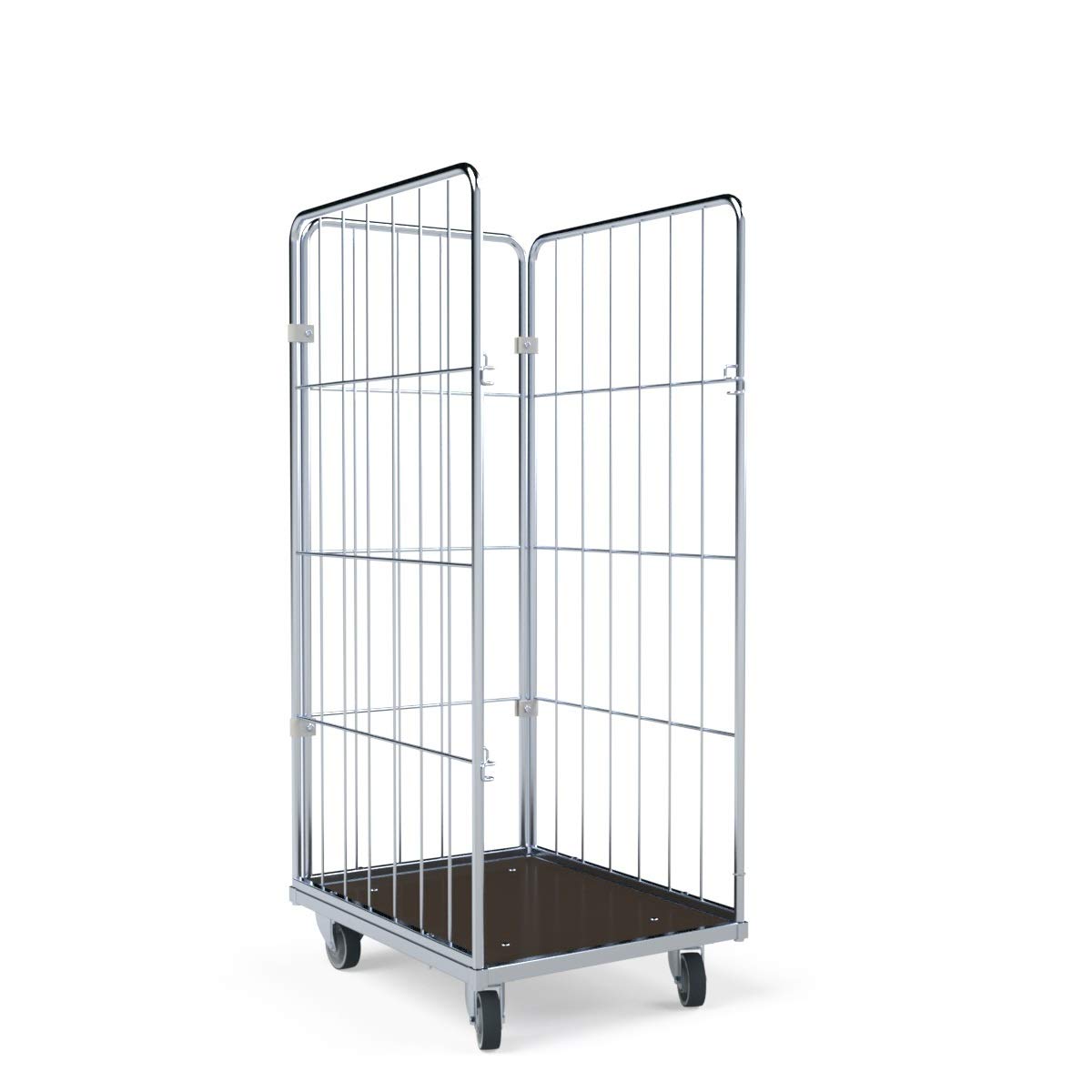 Wäschewagen 600x740x1520 mm 3-seitig mit Holzboden