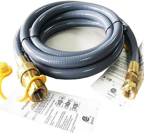 Kit de conversión de manguera de gas natural de 10 pies de 12 de identificación, parrilla de gas propano de conexión y desconexión rápida, conjunto