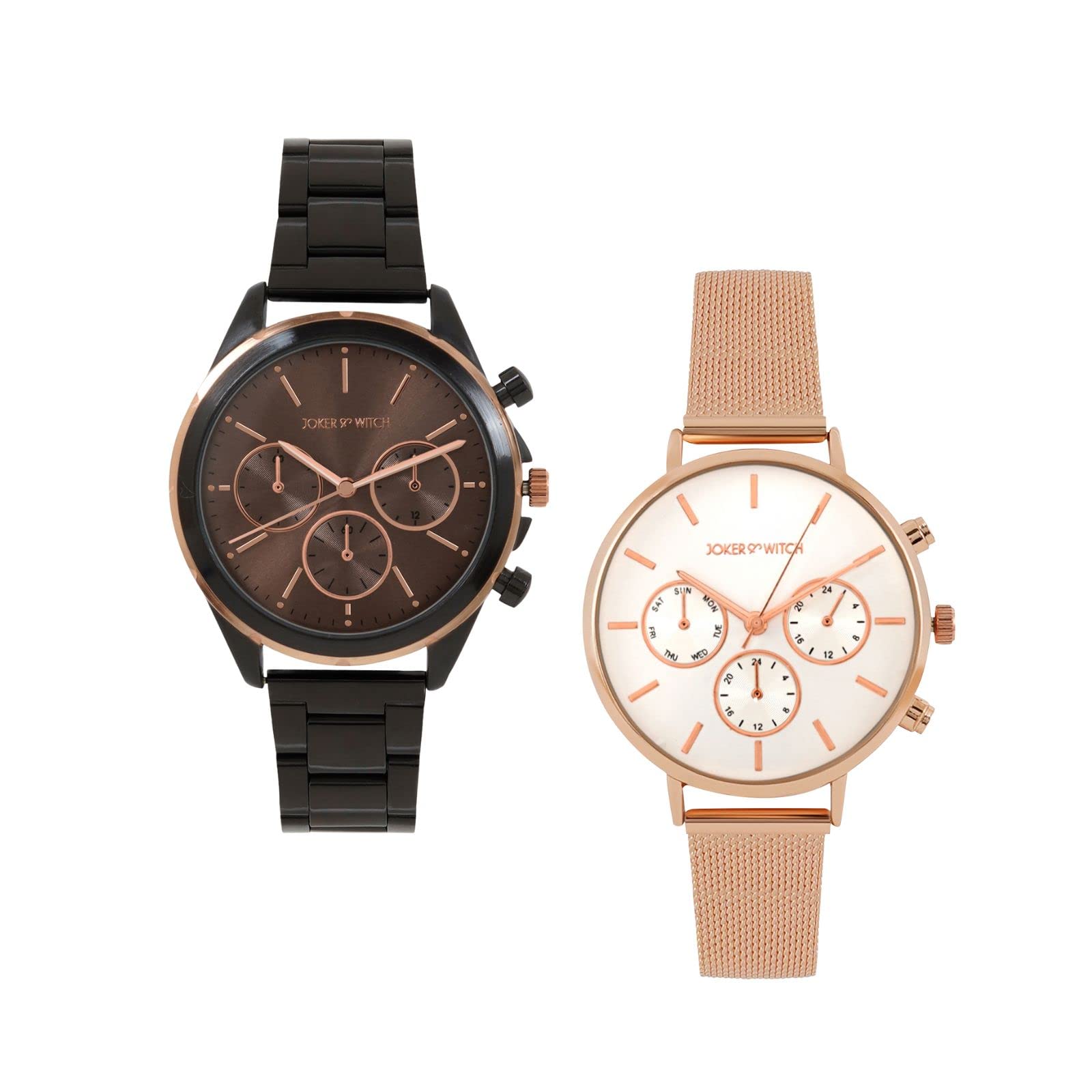Joker & Witch Stainless Steel Johnny & Amber Couple Analogue Watches, Brown Dial, Gray Band (B0BVB4NLDW) Amazon Price History, Amazon Price Tracker