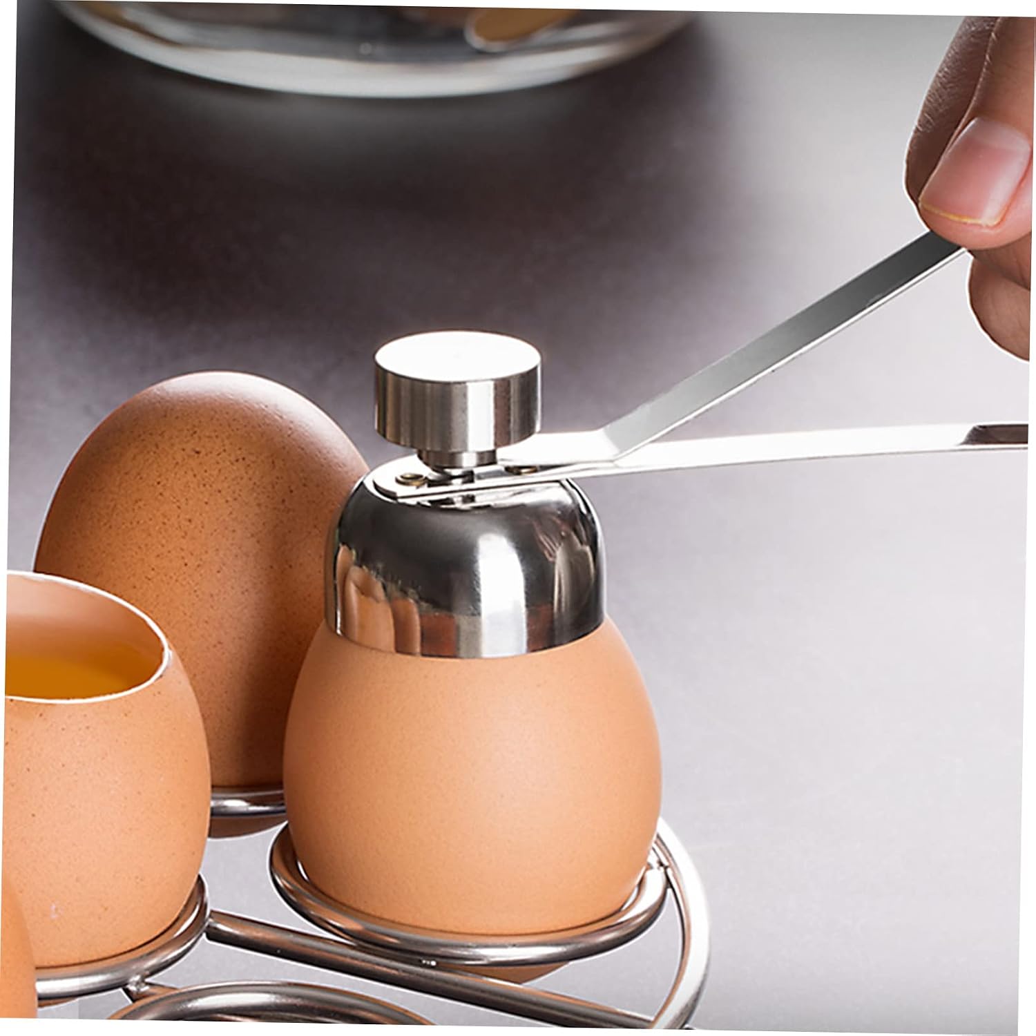 Stainless Steel Eggshell Cutter Tool Portable Egg Opener and Separator Kitchen Gadget for Easy Eggshell Removal for Cooking and Baking
