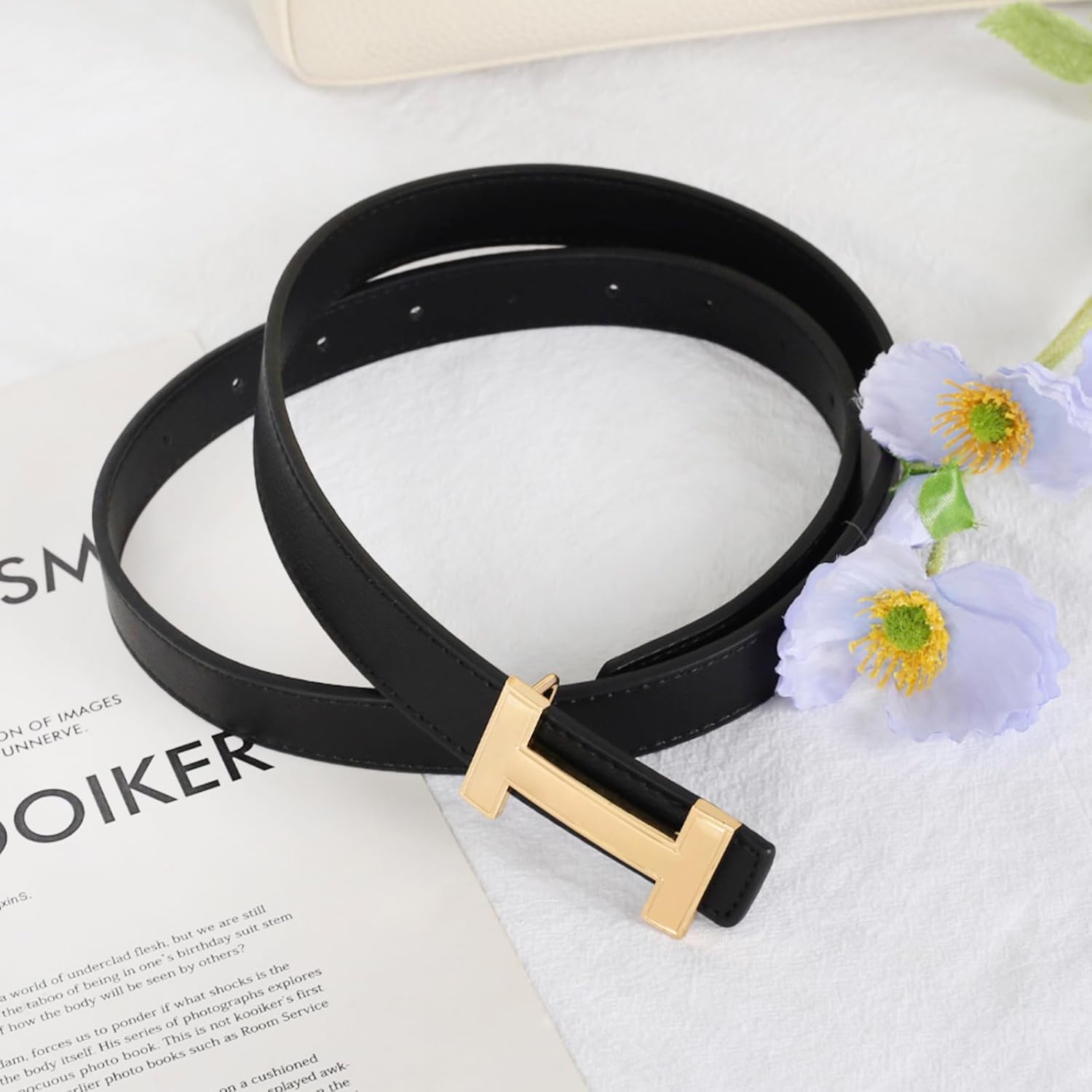 Relang Women's Belts with Gold Buckle, Fashion Waist Band, Elegant Ladies' Belt, Gift for Women - Image 6