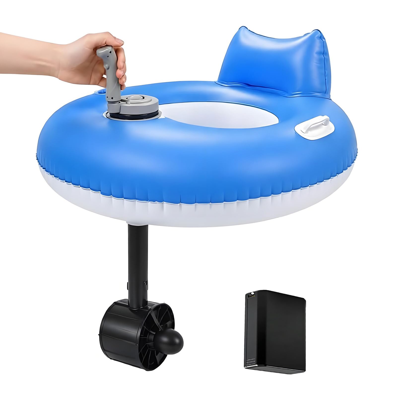 Lpoxuru Motorised Inflatable Adult Pool Float with a 46w Motor, Foldable, Rechargeable Water Lounger with Cup Holders, Suitable for Pools, Lakes and Beaches