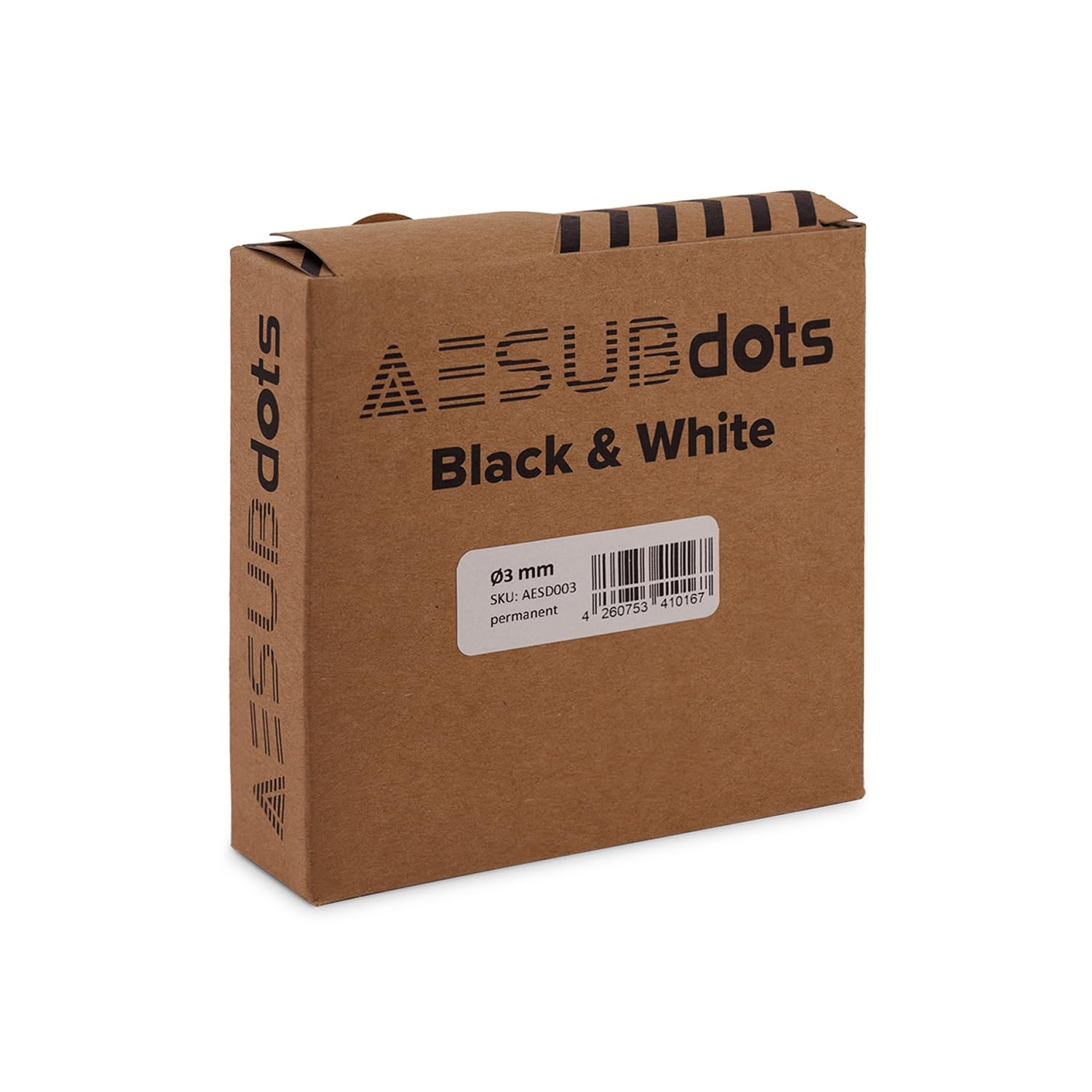 AESUB Dots black&white - Punti di riferimento bianchi per scanner 3D con luce strutturata, autoadesivi e bidirezionali, adatti per spray AESUB, Ø 3 mm, rotolo con perforazione di demolizione