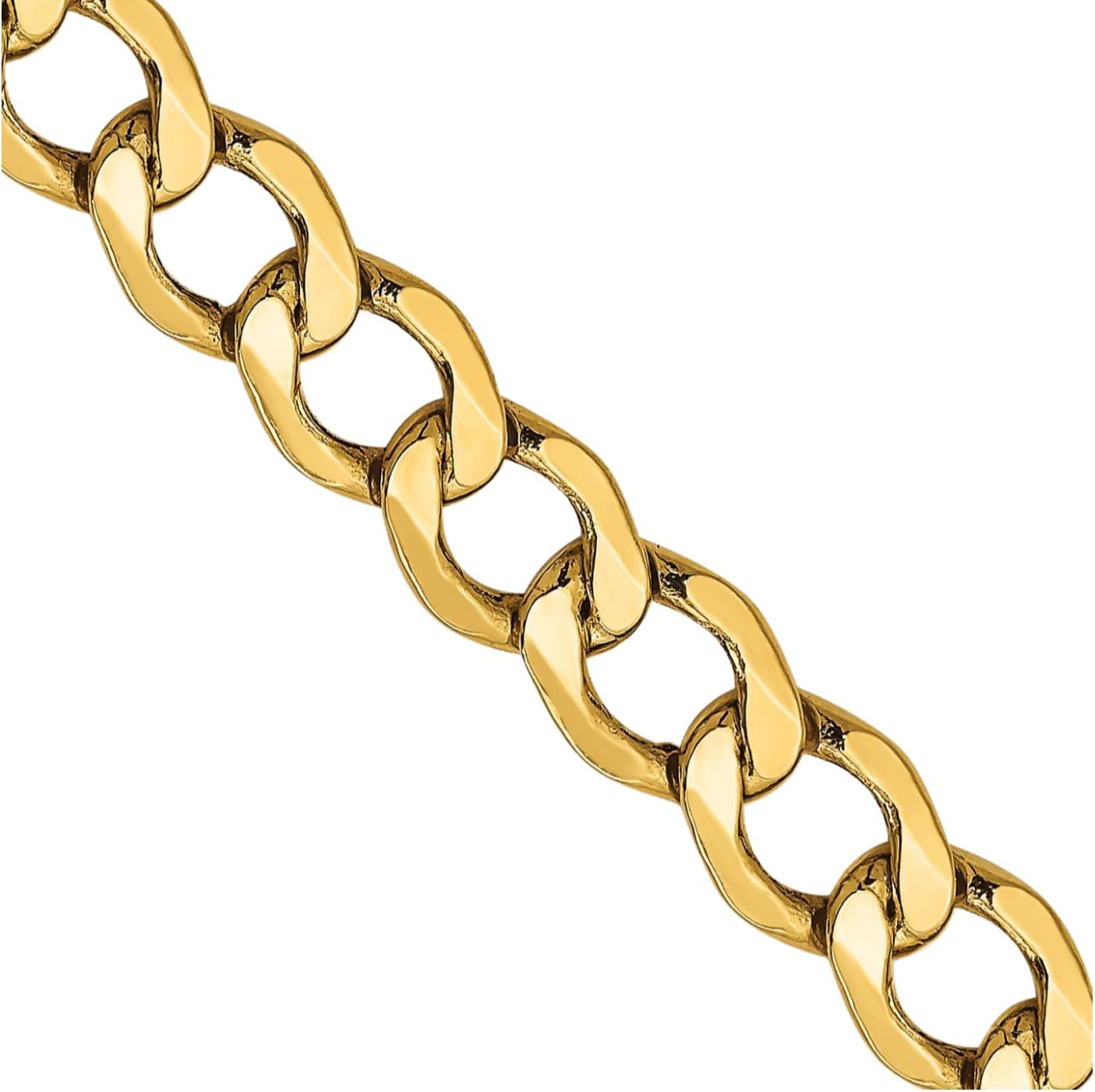 IceCarats 10K Yellow Gold 6.5mm Thick Link Curb Chain Necklace, Polished