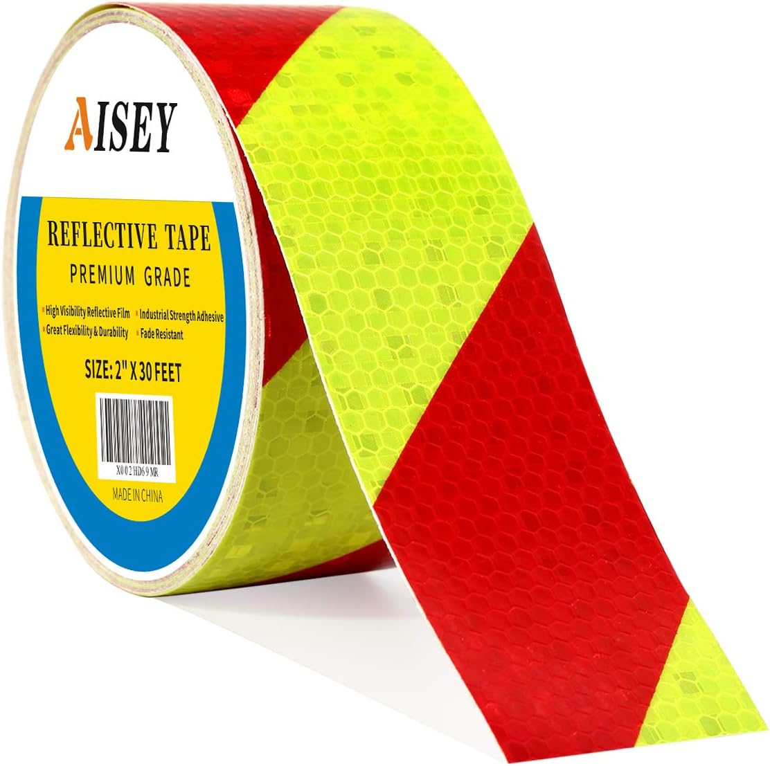 AISEY Reflective Tape Conspicuity Waterproof Yellow/Red Safety Caution Strips Tape Outdoor, Reflector Hazard Tape Stickers, Trailer Reflectors 2” X 30ft
