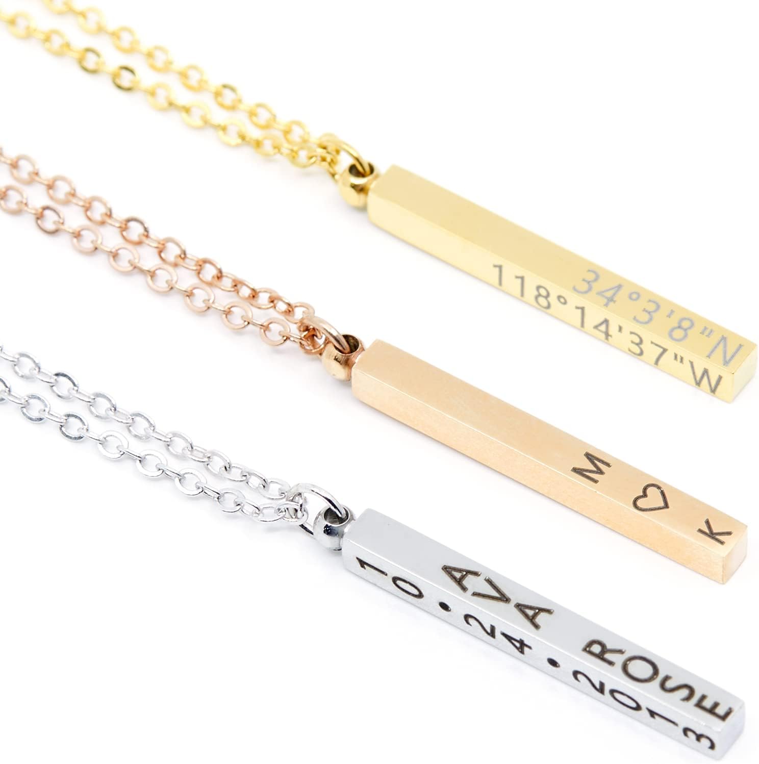 MignonandMignon Custom Name Personalized Necklace 4 Sided for Mom Gift for Mom