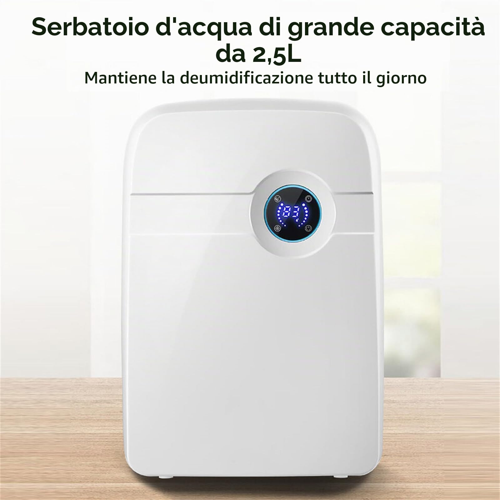 Deumidificatore elettrico, 2,5 l, deumidificatore per casa, mini deumidificatore per camper, bagno, camera da letto