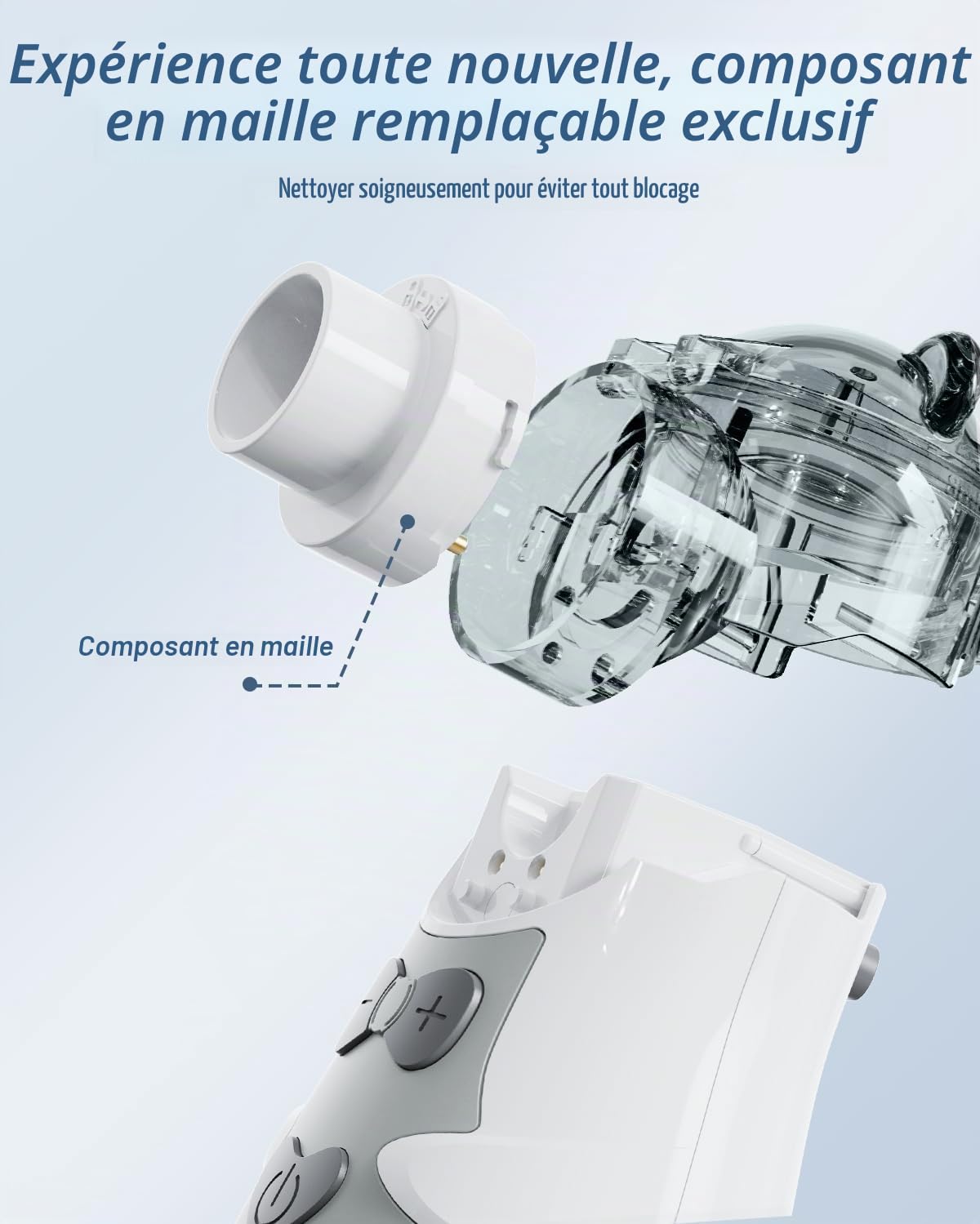 Nébulisateur Portable Inhalateur Électrique pour Enfants et Adultes, Silencieux, Rechargeable, Technologie de Nébulisation à Maille, Aérosol Nébuliseur pour Rhume, Asthme, Bronchite, Sinusite