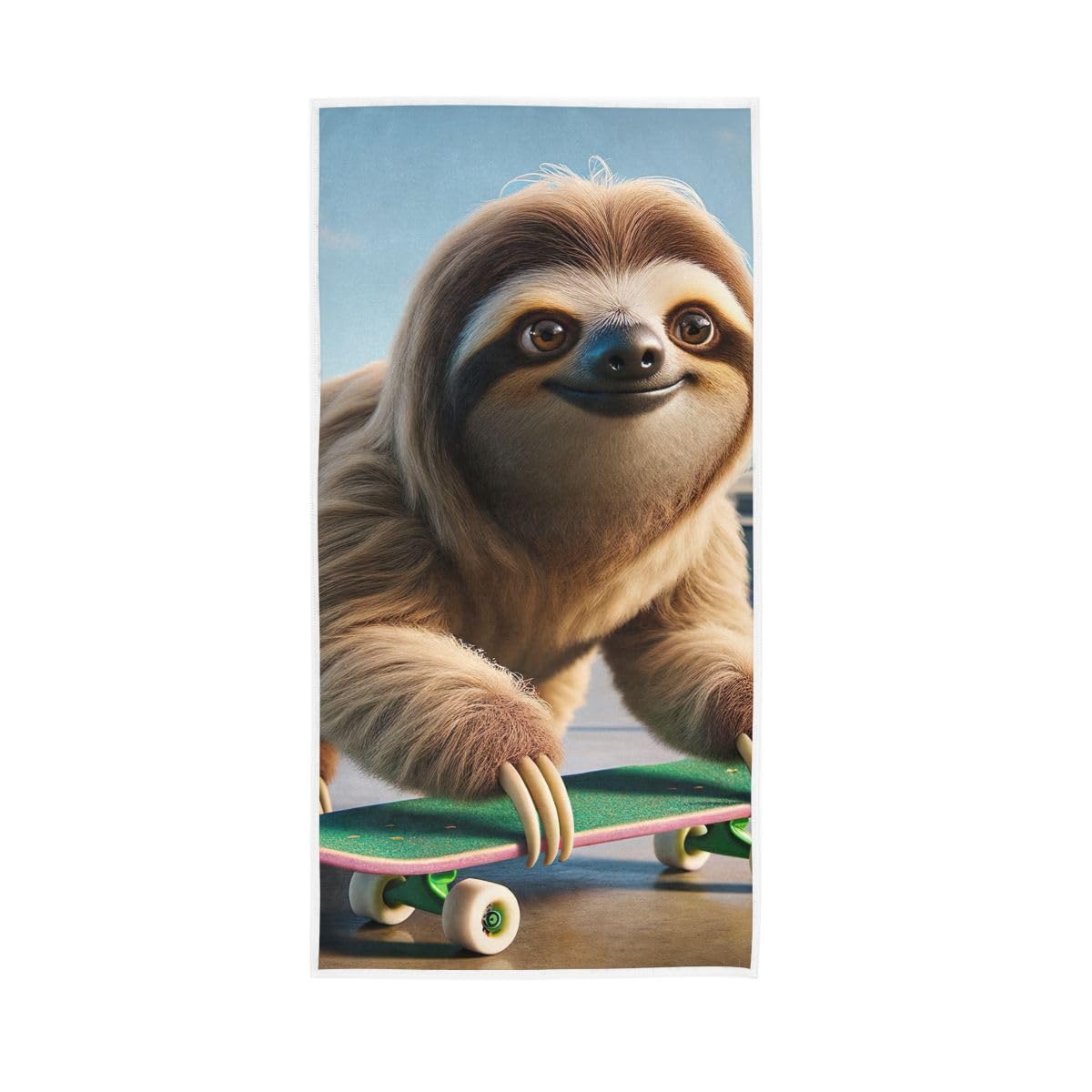 HUYGD Cute Sloth Skateboarding Hand Towels, 15 x 30 Inches, Soft Highly Absorbent Towels for Bathroom Gym Shower