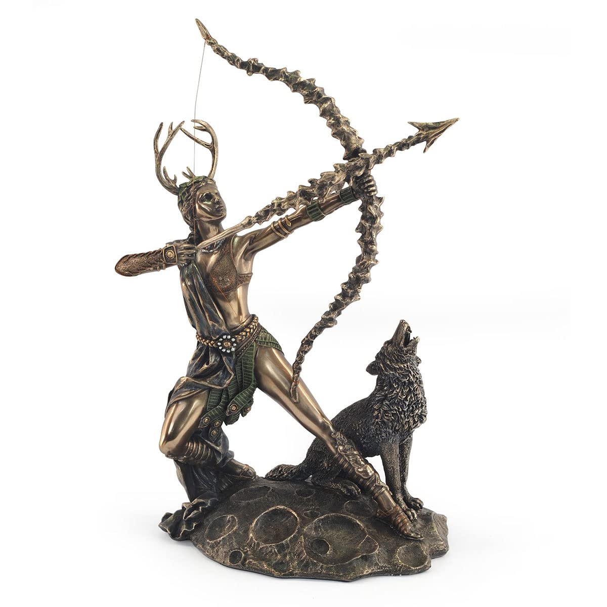 Figura Decorativa Mitológica de Resina Artemis- Diosa de la Caza. Adornos y Esculturas. Decoración Hogar. Regalos Originales. 20 x 13 x 30 cm