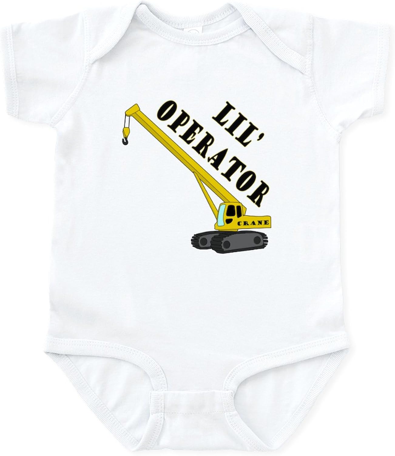 CafePress Lil' Crane Operator Infant Bodysuit Cute Infant Bodysuit Baby Romper Cloud White