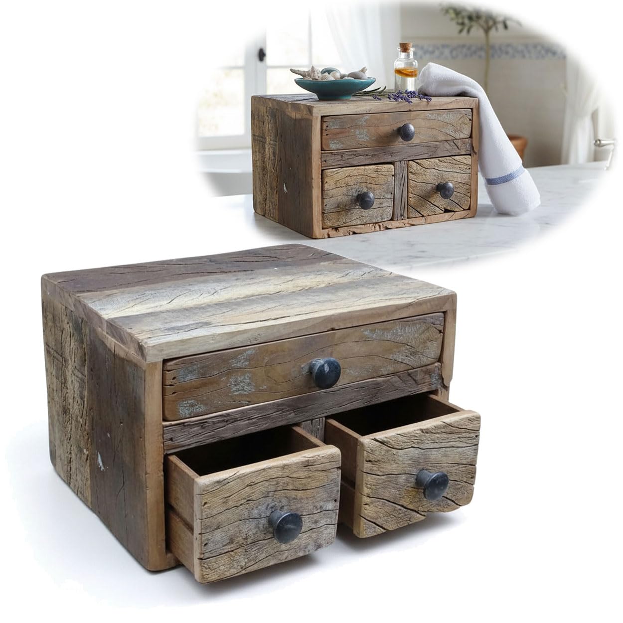 LS-LebenStil Vintage Aufbwahrungsbox Unika - Factory Braun - 30x24x19cm