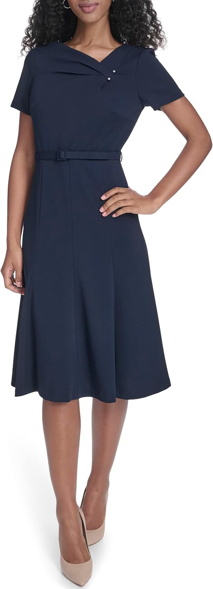 Calvin Klein Short Sleeve Belted Aline