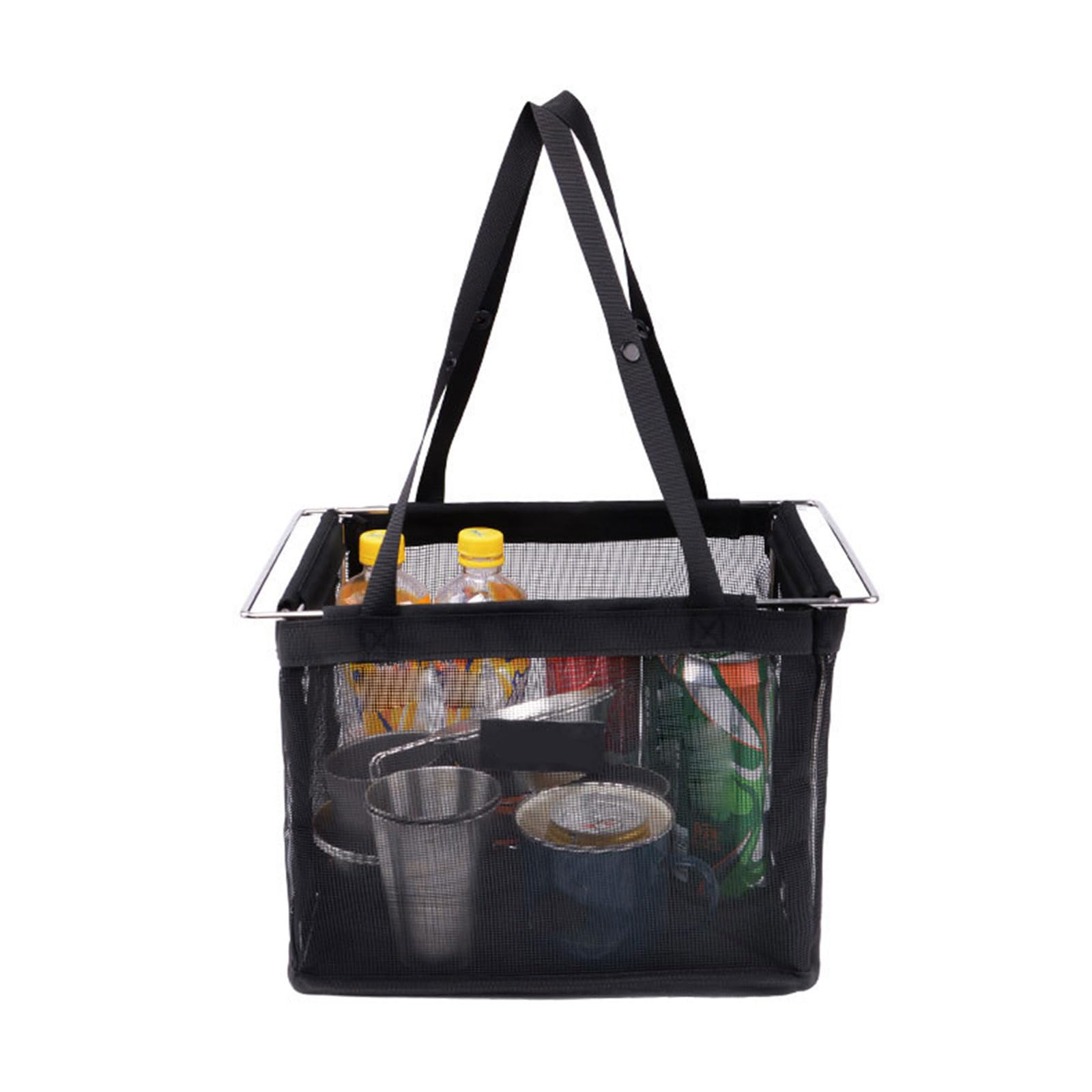 Cestino da picnic portatile per la ventilazione, grande capacità, nero, per la spesa, con filtro a rete, per conservare e conservare tazze