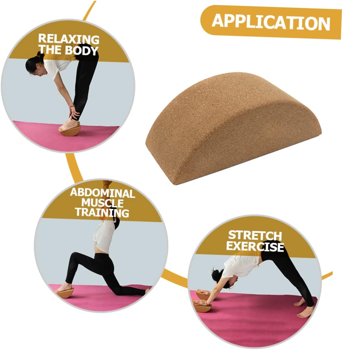 ibasenice High Density Yoga Block for Fitness Training Non-slip Cork Yoga Brick for Improved Balance Flexibility Core Strength for Men Women