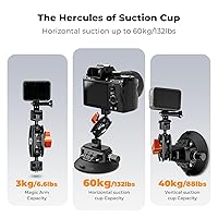 Vista 3 de K&F CONCEPT Soporte de ventosa de cámara de 4.5" con brazo mágico, roscas de estilo ARRI de 1/4" y 3/8", montaje de liberación rápida para coche