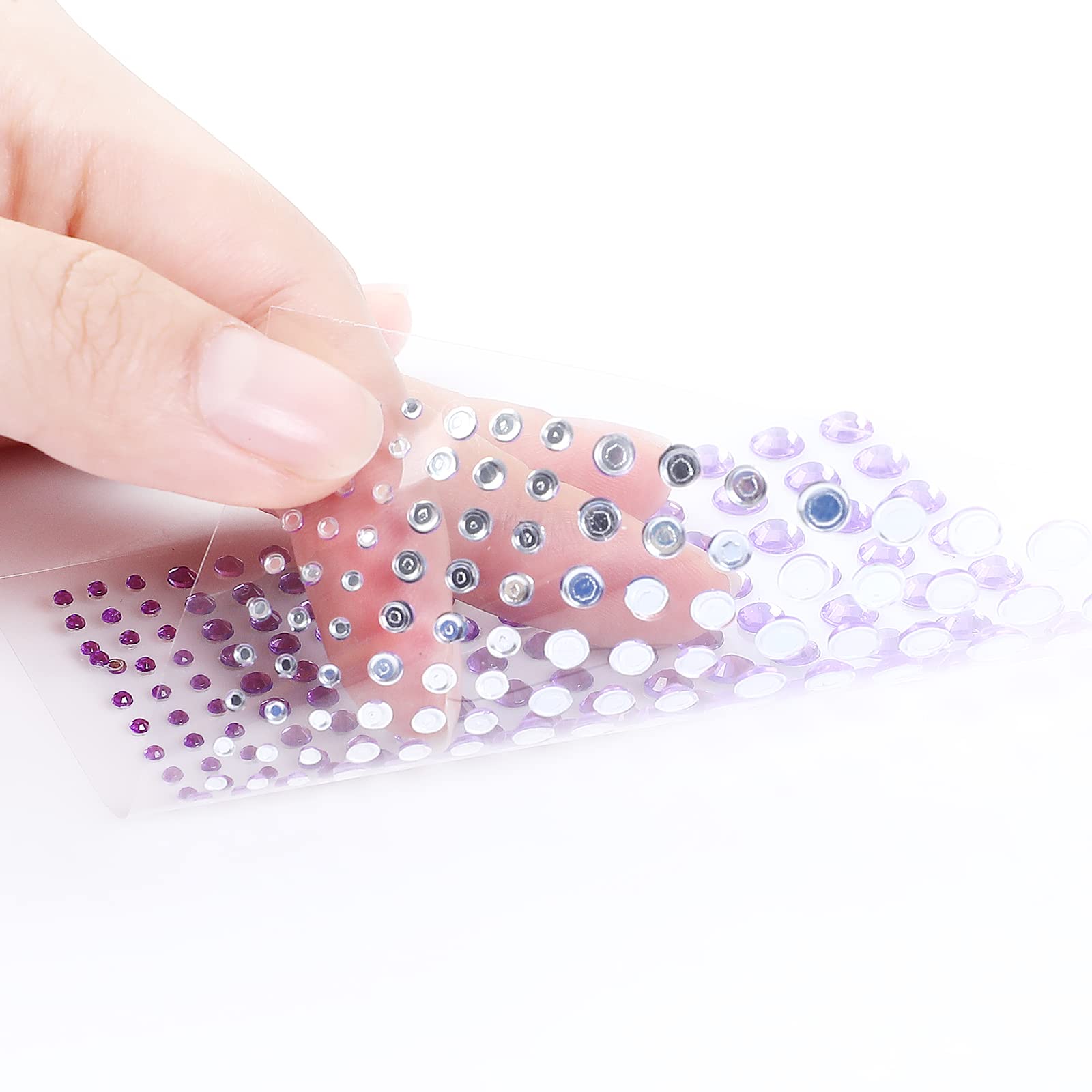 AiQInu 3600 PCS Strass Autocollant, 16 Couleurs 2/3/4/5/6MM Auto-adhésif Visage, Pierres Précieuses Cristal pour DIY Artisanat Nail Body Maquillage Décoration