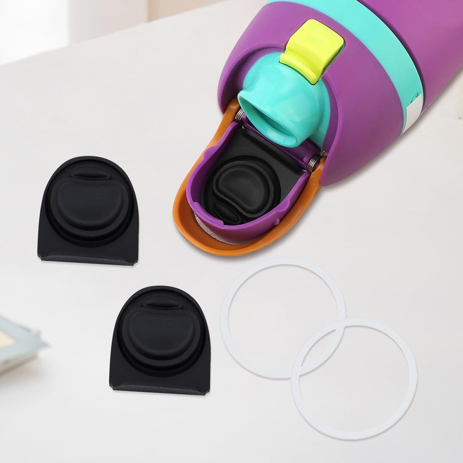 2 Kit Replacement Silicone Stopper Seal and O Ring Gasket Compatible with Owala FreeSip 24oz,Water Bottle Lid Insert Cap Rubber Parts for Owala 16/19/32/40oz Spout Mouthpiece Accessories G6