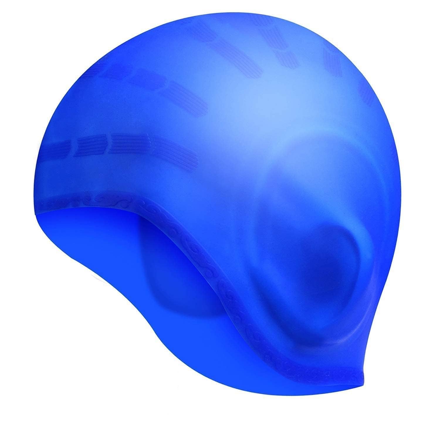 eErlik ® Latest Designed Long Hair Swim Cap,Waterproof Silicone Swimming Cap for Adult Woman and Men,Keeps Hair Clean with Ear Protector (Blue) (B0D37VTJW7) Amazon Price History, Amazon Price Tracker