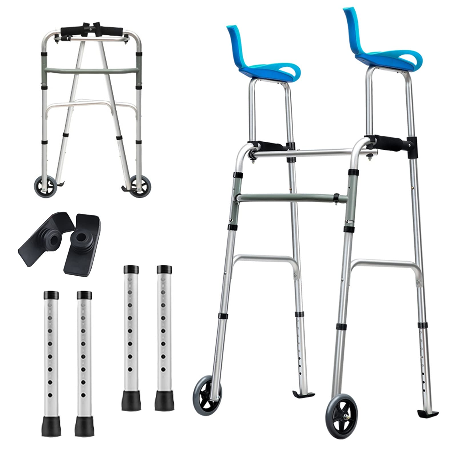 Rollator Pieghevole Rollator Walkers Rolling Walkers per Anziani, Rollator Medico Pieghevole Walker Compatto Verticale con 2 Braccioli, 2 Ruote, 4 Tubi, Mobilità, Carico 150 kg