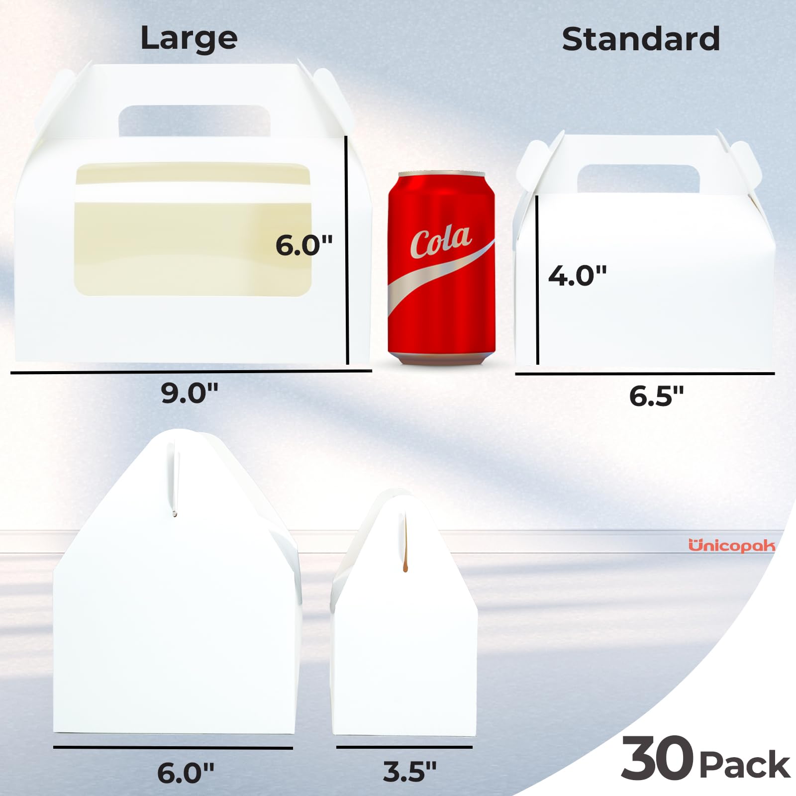 UnicoPak Lot De 30 Grandes Boîtes à Pignon De 22,9 X 15,2 X 15,2 Cm Avec Fenêtre - Boîtes Cadeaux En Papier De Qualité Alimentaire Pour Anniversaire