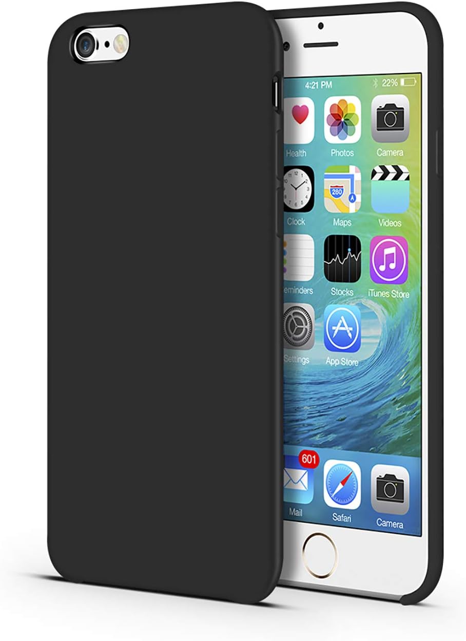 CellEver iPhone 6 Plus / 6s Plus Case, Liquid Guard Silicone Rubber Shockproof Case with Soft Microfiber Cloth Cushion for Apple iPhone 6 Plus / 6S Plus 5.5" (Black)