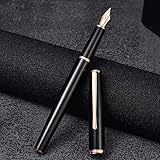 HongDian 920 Black Metal Fountain Pen, Rose Gold...