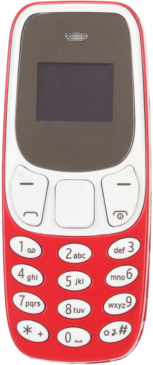 Mini Small Mobile - 0.66" Wallet Size, 2G Dual SIM Unlocked, Bluetooth Dialer, 380mAh Battery (Red)