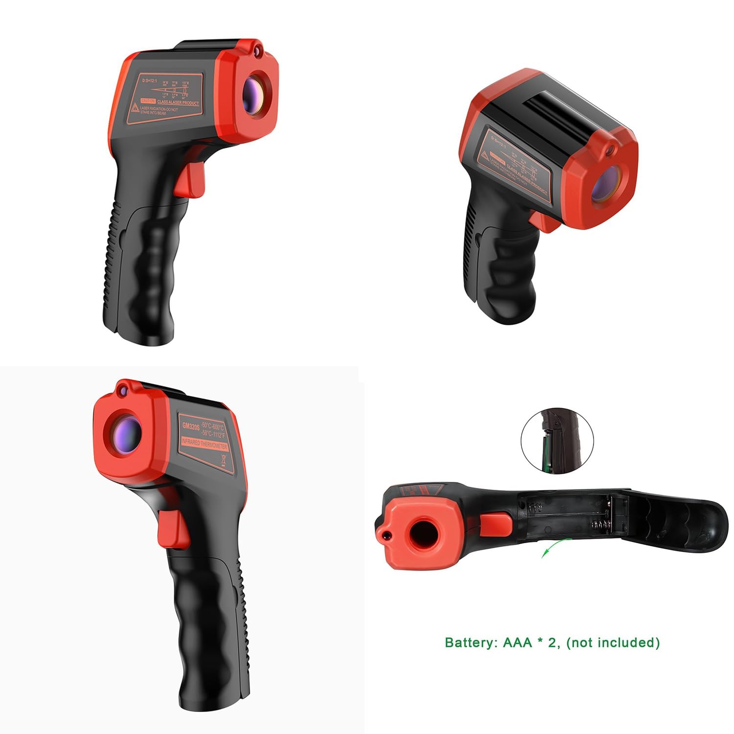Termometro Infrarossi Senza Contatto a Pistola Laser Digitale LCD -50°C a 600°C per Cucinare Grigliare Forno Pizza