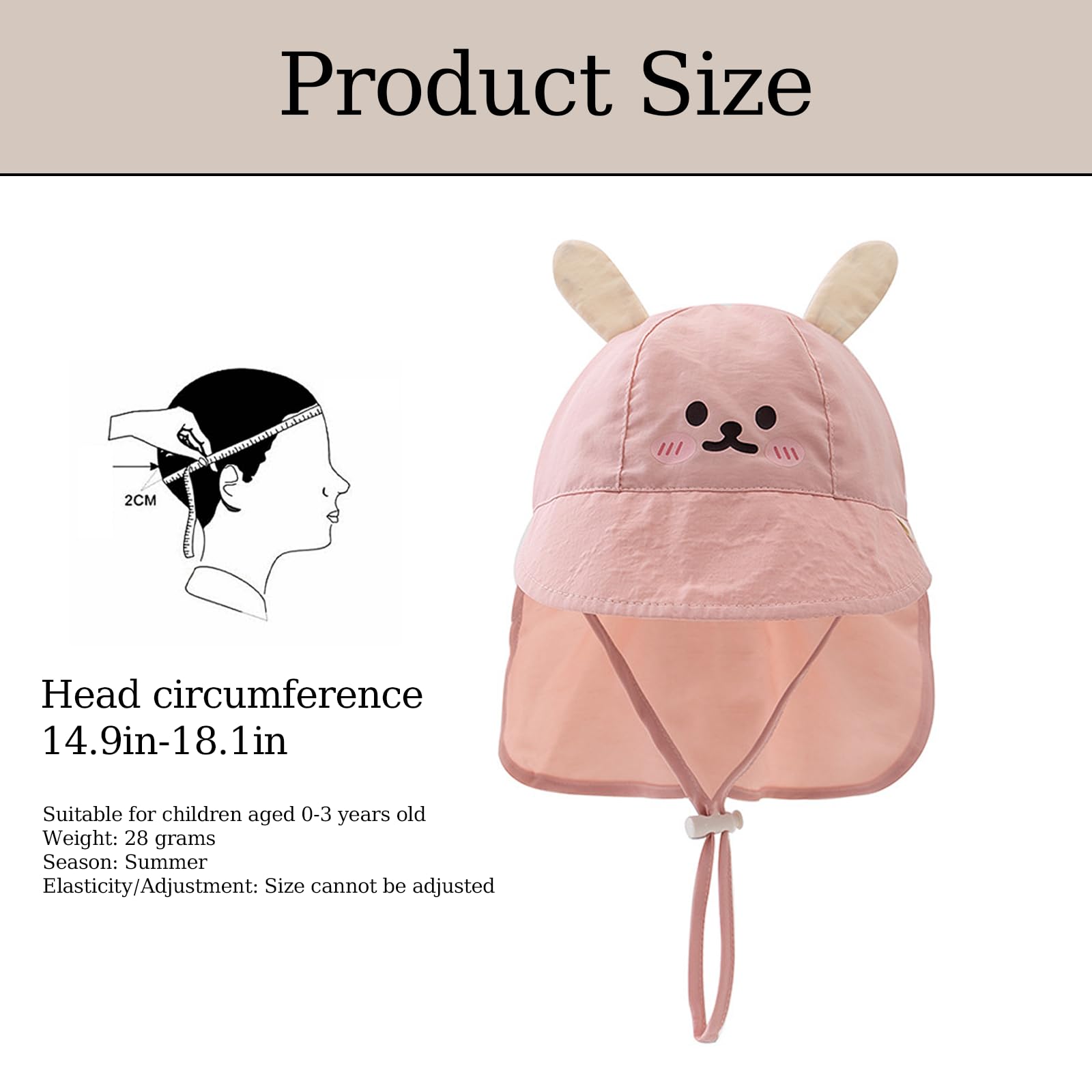 AYNKH Bebe Muslin Peaked Cap, kapelusz przeciwsłoneczny z ochroną szyi i uszu, ochrona UV (UPF 50+) Czapka unisex dla niemowląt i niemowląt, obwód głowy 38-46 cm (wełna)