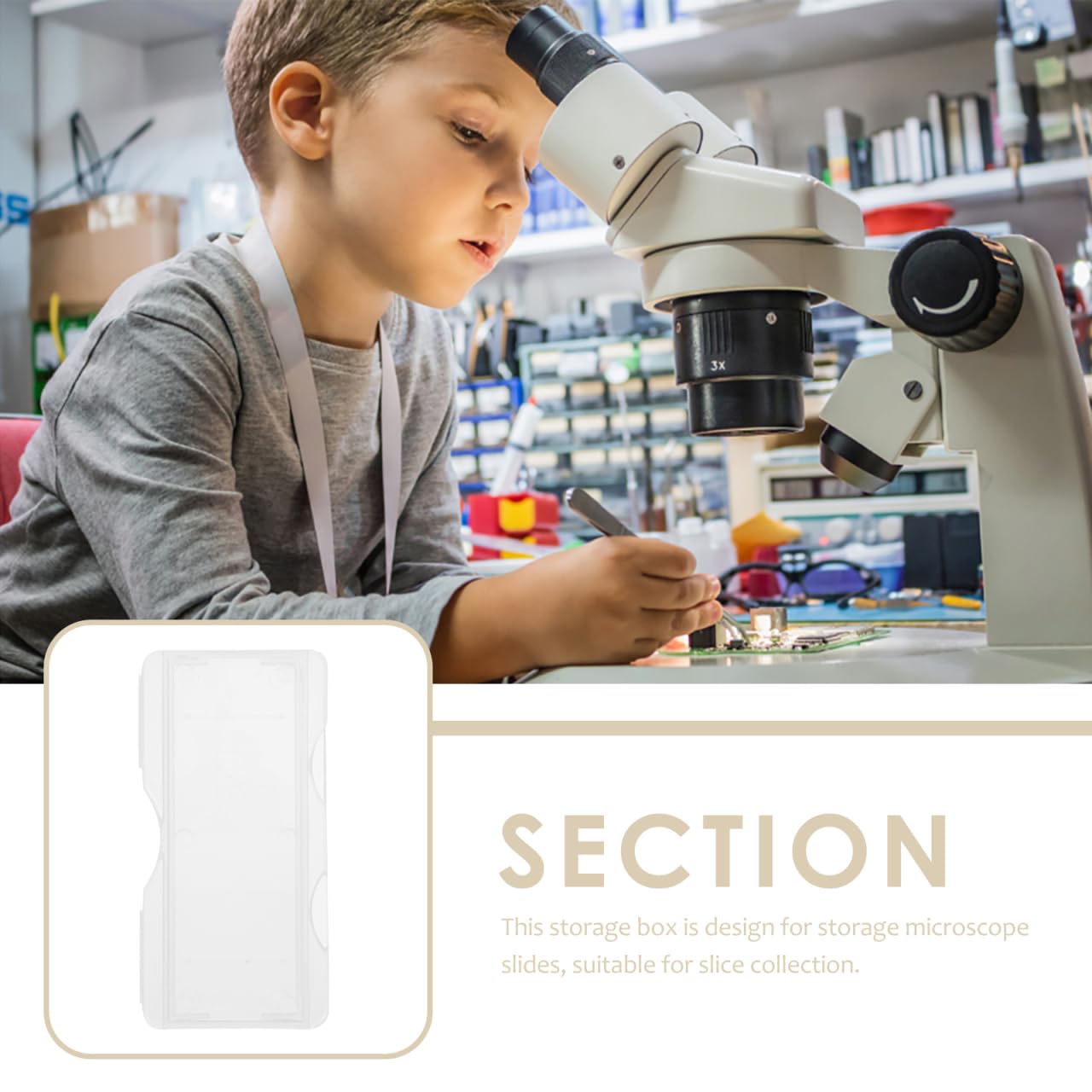 ULTECHNOVO Scatola Di Scorrimento Del Microscopio 100 Posti Porta Vetrini Singoli Custodia Per Diapositive Laboratorio Conservazione Sicura Per Esperimenti Scientifici