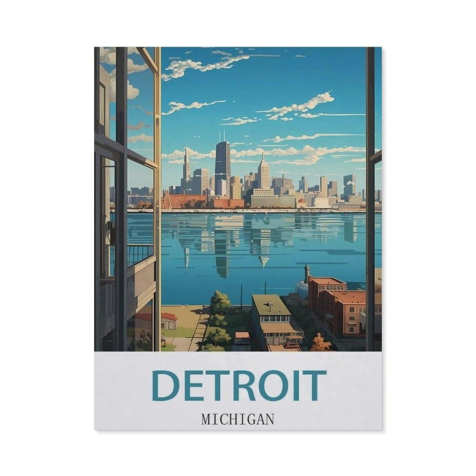 Detroit Michigan，Tin Sign Metal Tin Sign/Metal Plaque Tin Sign Metal Sign(15x30cm）6x12 inch-EE65