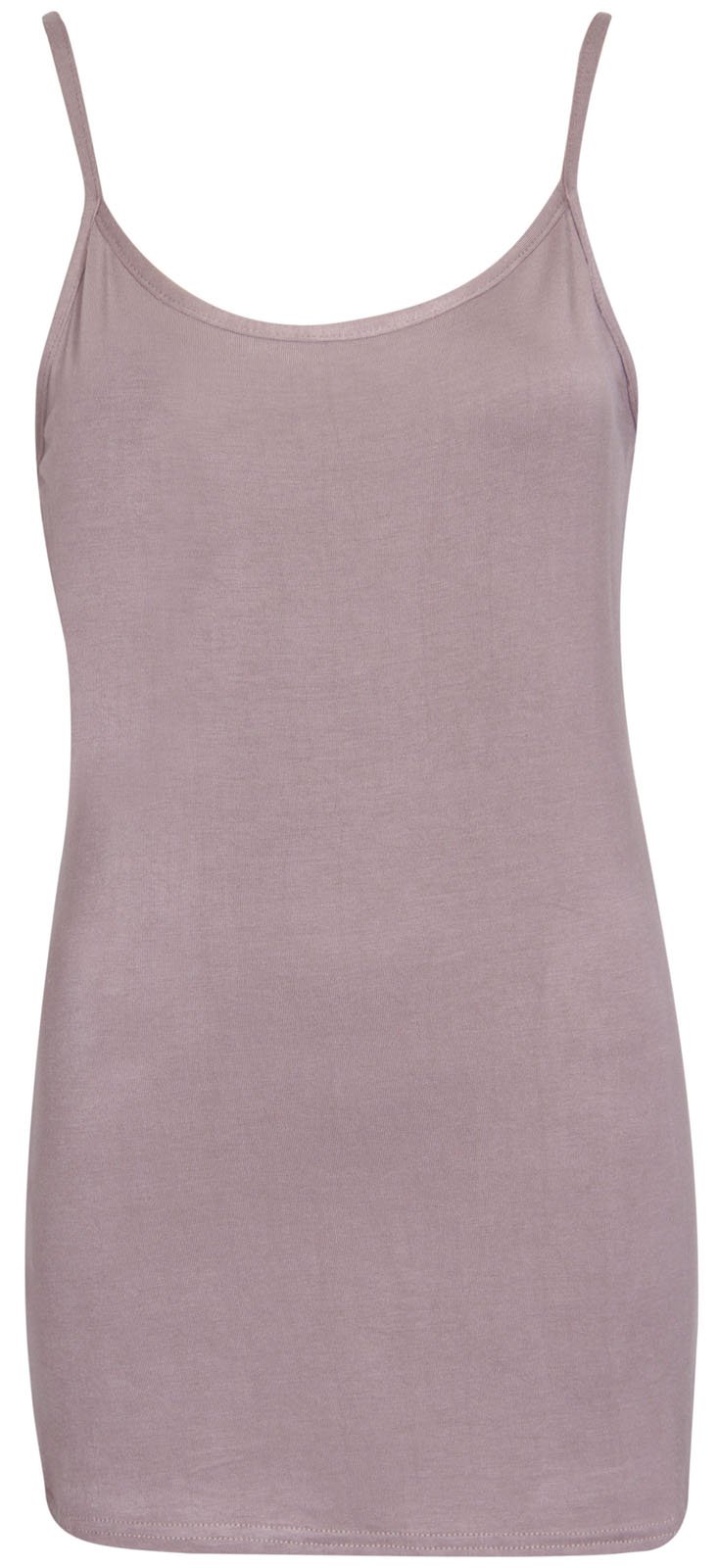 Purple Hanger Women's Mocha Plain Sleeveless Stretch Round Scoop Neckline Camisole Long Strappy Vest Tank Top Plus Size (26-28, Numeric_26)