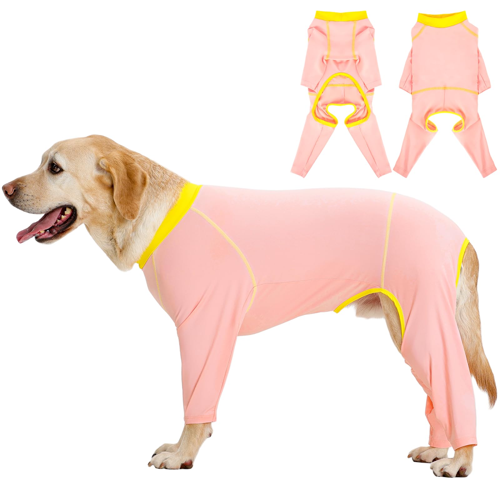 Kuoser Dog Sun Protection Suit, Breathable Summer Four Leg Full Body Dog UV Protection Clothing, Indoor Shedding Control and Winter Base Layer for Everyday Wear, Pink 2XL