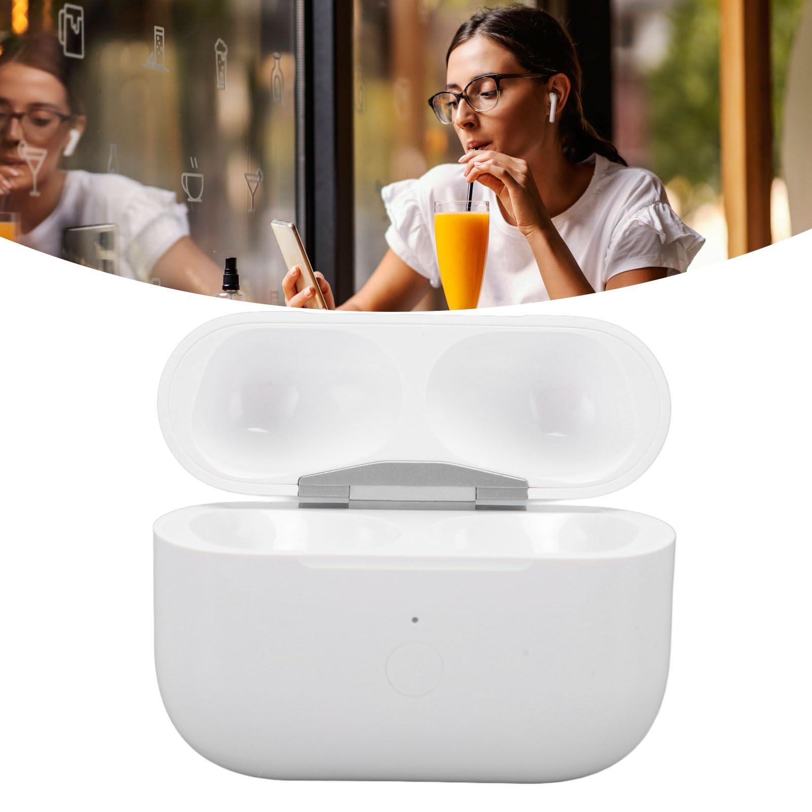 Fabater Custodia di Ricarica Wireless, Batteria da 450 MAh Pulsante di Sincronizzazione Bluetooth Sostituzione Ricarica Cablata Wireless per Auricolari IOS Pro 2, Custodia di con Design con Foro per