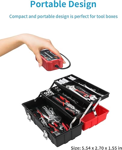 Miniatura 6 de FOVAL - Cargador de batería de coche de 2 amperios, cargador de batería completamente automático de 6 V y 12 V, mantenedor de batería, cargador de