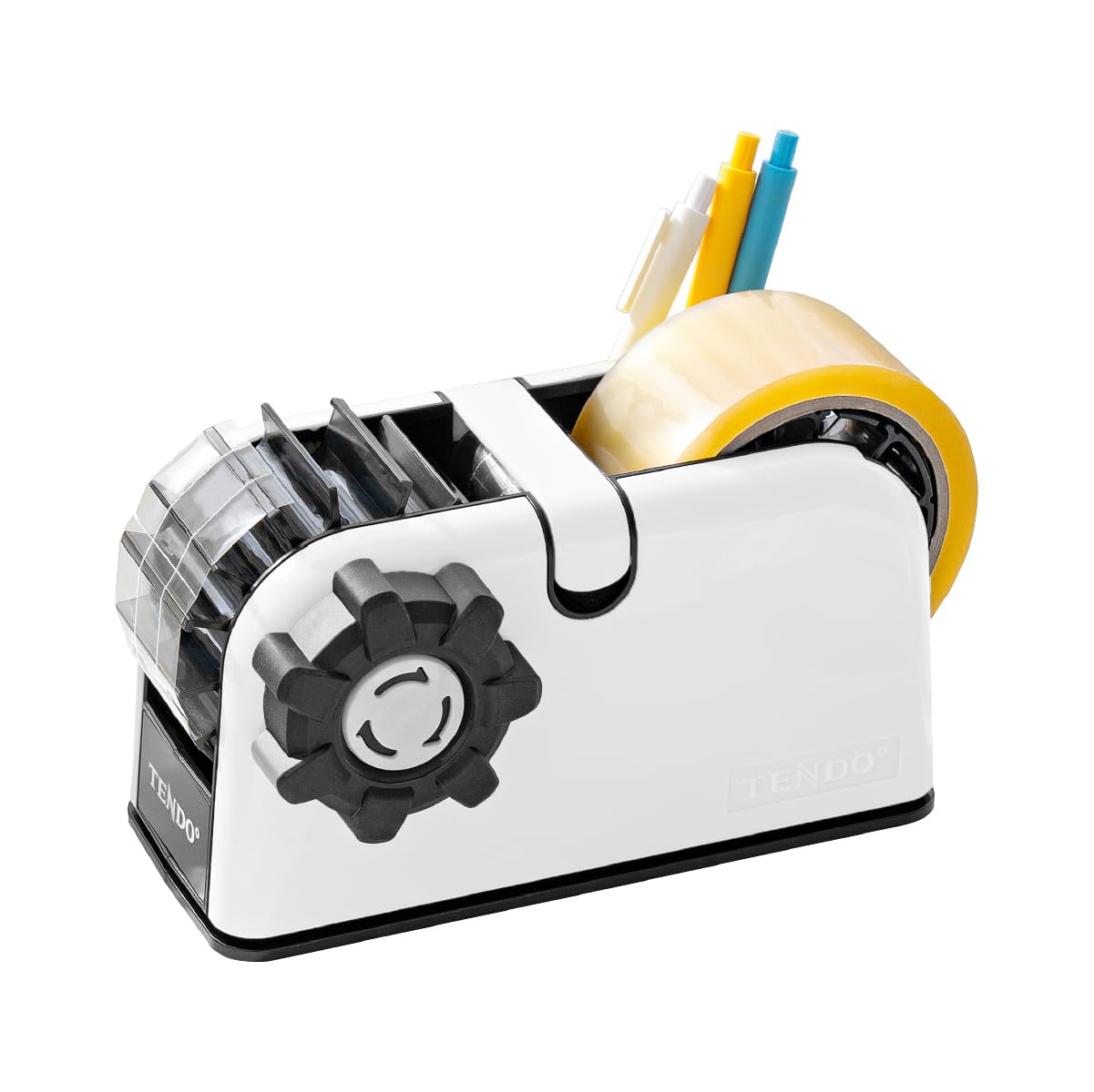 [TENDO°] TENDO Multi-Section Tape Dispenser, Custom Width Tape Cutter with 4 Cutting Sections, Built-in Safety Blade, Ergonomic Grip for Packing and