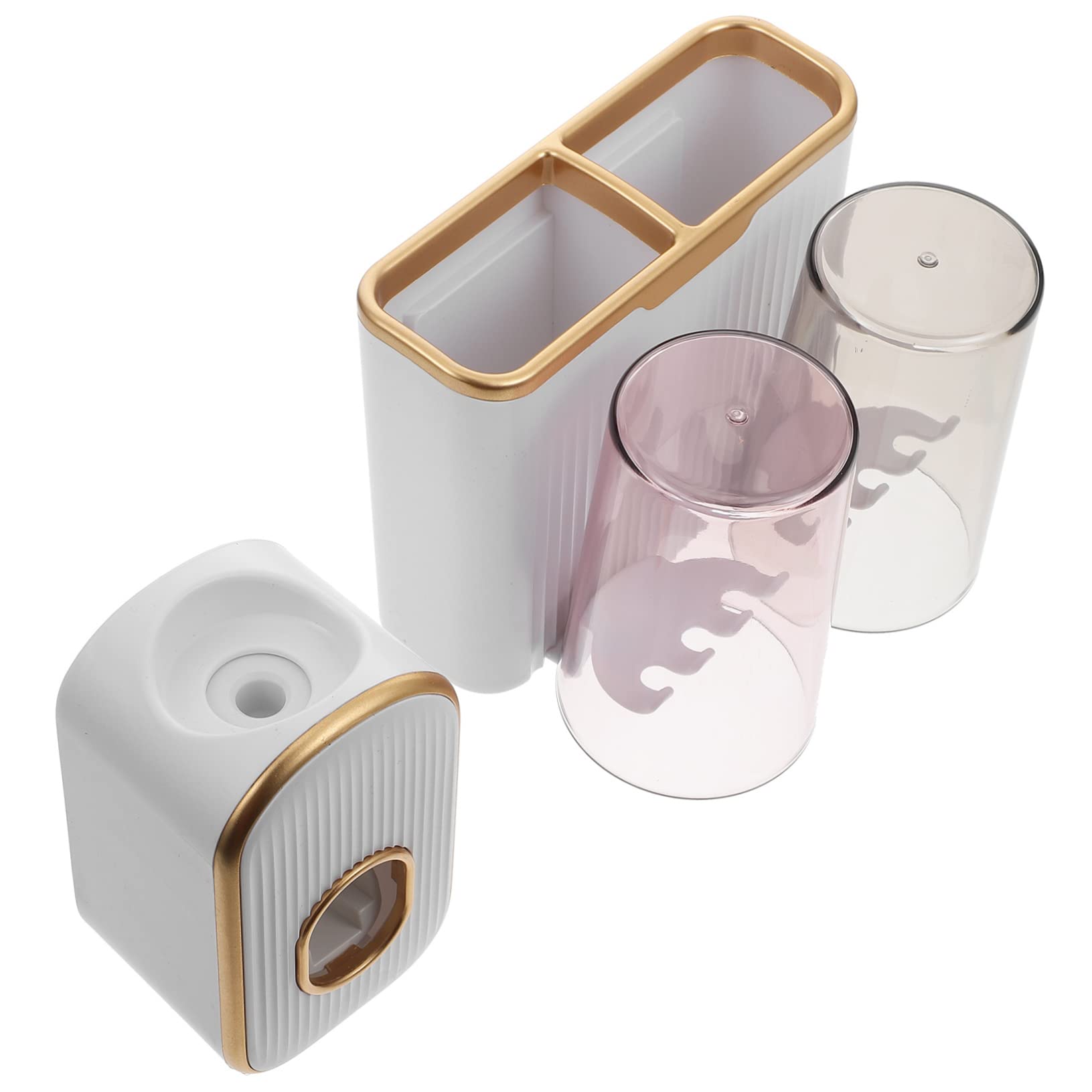 Set Porta Spazzolini Da Denti Per Bagno Installabile A Parete Dispenser Di Dentifricio Porta Bicchiere Oro Set Da 2 Pezzi Richiesto