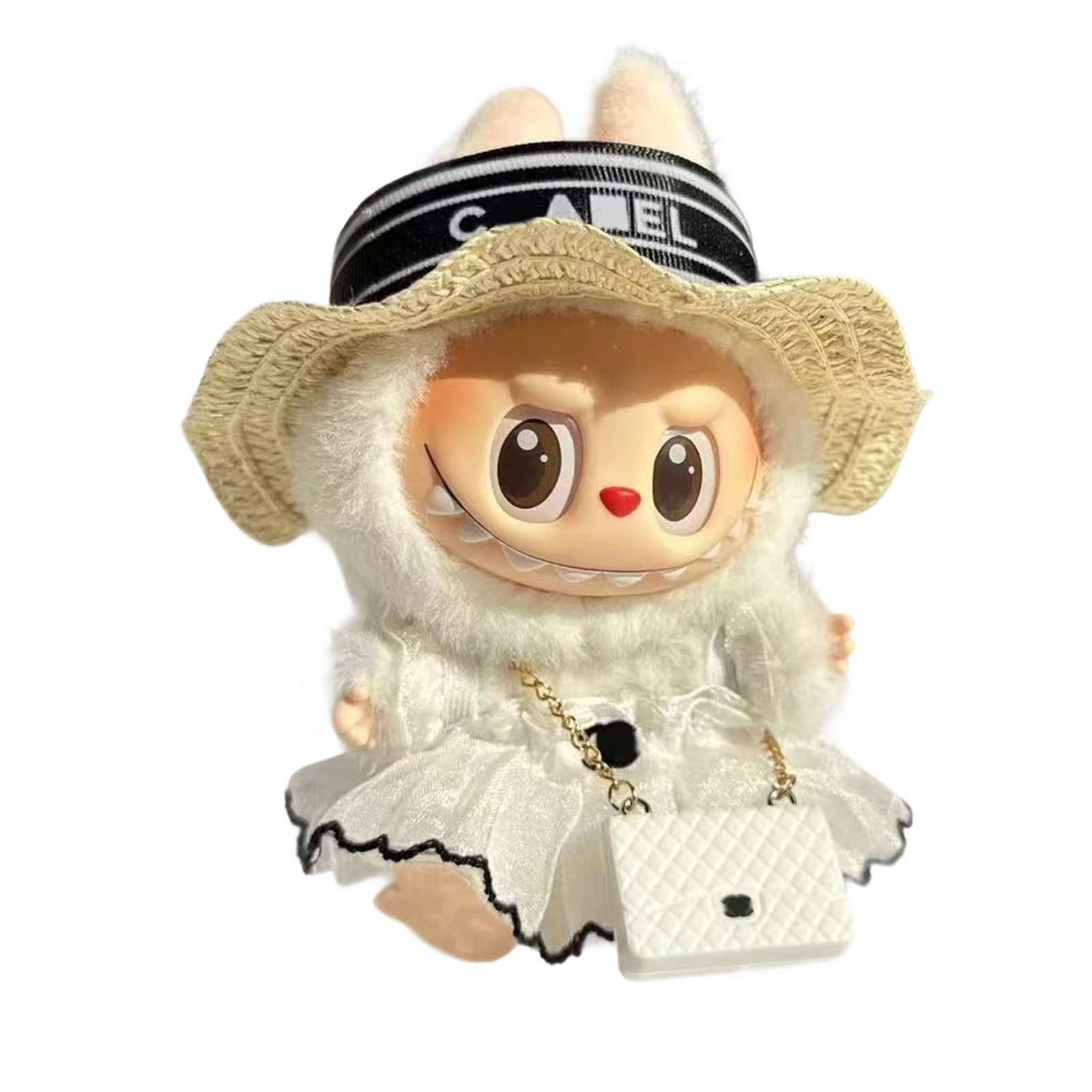 17cm Doll Clothes for Labubu - Clothes Outfit Set for labubu - Fashion Headdress+Skirt+Bag Outfit Set,Luxury Doll Clothing & Style Bundle(No Doll,Just Clothes)