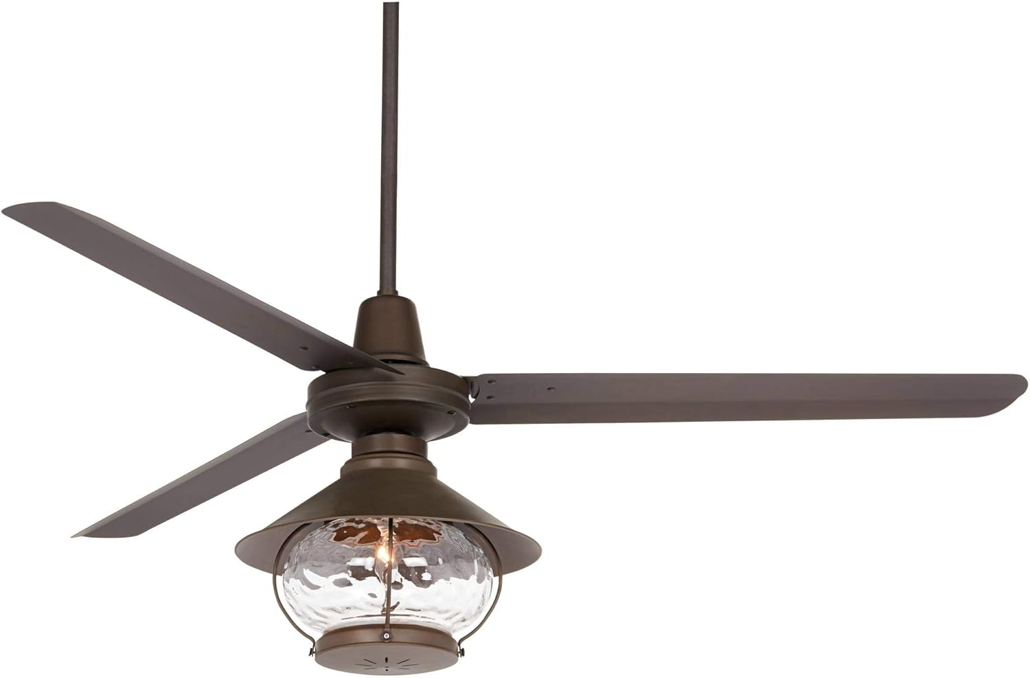 Casa Vieja 60" Turbina DC Modern Industrial 3 Blade Indoor Outdoor Ceiling Fan with LED Light Remote Control Oil Rubbed Bronze Clear Hammered Glass Lantern Damp Rated Patio Exterior House